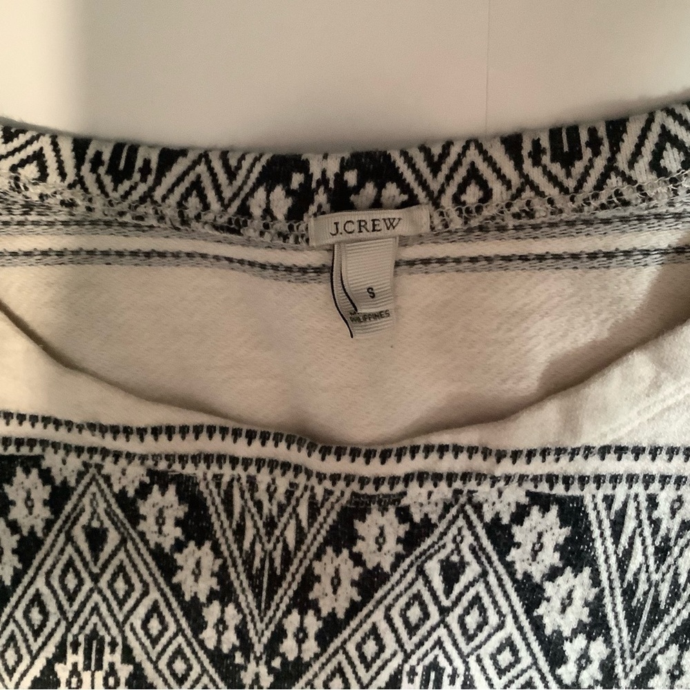 J. Crew Black and White Long Sleeve Tee with Striped Lace Design - Picture 5 of 6